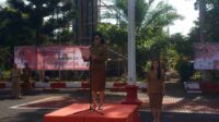 Sekretaris Daerah Kabupaten Minahasa Dr. Lynda D. Watania saat membacakan sambutan Menteri Pemuda dan Olahraga pada upacara peringatan Sumpah Pemuda ke-95 Tahun (ist)