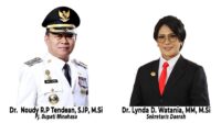 Penjabat Bupati Minahasa, Dr. Noudy R.P. Tendean, SIP, M.Si, dan Sekretaris Daerah Kabupaten Minahasa, Dr. Lynda D. Watania, MM, M.Si, (ist)