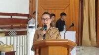 Wakil Bupati Minahasa, Vanda Sarundajang, S.S., saat membawakan sambutan (ist)