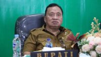 Bupati Robby Dondokambey, S.Si, MAP, mengikuti Rapat Koordinasi (Rakor) Pengendalian Inflasi secara virtual (ist)